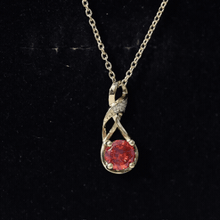 Load image into Gallery viewer, 1 Carat Lab Grown Orange Sapphire Infinity Pendant Necklace with Diamond
