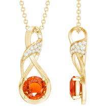 Load image into Gallery viewer, 1 Carat Lab Grown Orange Sapphire Infinity Pendant Necklace with Diamond
