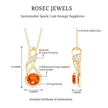Load image into Gallery viewer, 1 Carat Lab Grown Orange Sapphire Infinity Pendant Necklace with Diamond