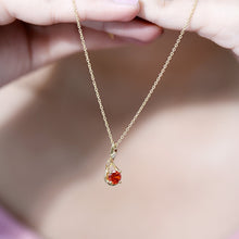 Load image into Gallery viewer, 1 Carat Lab Grown Orange Sapphire Infinity Pendant Necklace with Diamond