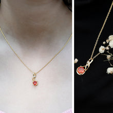 Load image into Gallery viewer, 1 Carat Lab Grown Orange Sapphire Infinity Pendant Necklace with Diamond