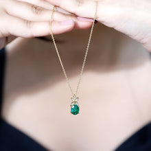 Load image into Gallery viewer, 2 Carat Oval Lab Grown Emerald Wedding Necklace with Diamond Flower