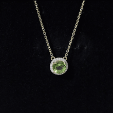 Load image into Gallery viewer, Genuine 2 Carat Peridot and Diamond Halo Necklace