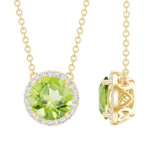Load image into Gallery viewer, Genuine 2 Carat Peridot and Diamond Halo Necklace