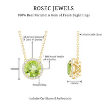 Load image into Gallery viewer, Genuine 2 Carat Peridot and Diamond Halo Necklace