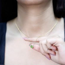 Load image into Gallery viewer, Genuine 2 Carat Peridot and Diamond Halo Necklace