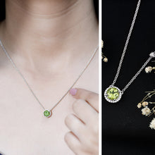 Load image into Gallery viewer, Genuine 2 Carat Peridot and Diamond Halo Necklace