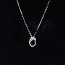 Load image into Gallery viewer, Natural Oval Shape Black Onyx Necklace with Lab Diamond