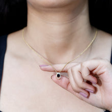 Load image into Gallery viewer, Natural Oval Shape Black Onyx Necklace with Lab Diamond
