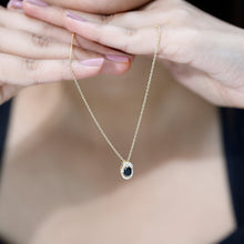 Load image into Gallery viewer, Natural Oval Shape Black Onyx Necklace with Lab Diamond