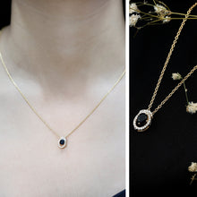 Load image into Gallery viewer, Natural Oval Shape Black Onyx Necklace with Lab Diamond