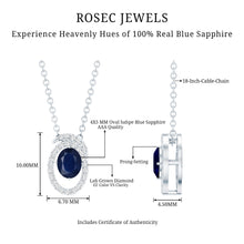 Load image into Gallery viewer, Certified Oval Shape Blue Sapphire Diamond Pendant Necklace with Chain