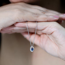Load image into Gallery viewer, Certified Oval Shape Blue Sapphire Diamond Pendant Necklace with Chain