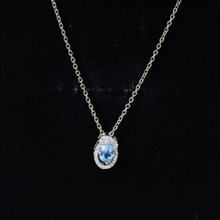 Load image into Gallery viewer, Natural Oval Sky Blue Topaz Diamond Necklace with Silver Chain