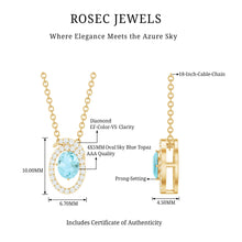 Load image into Gallery viewer, Natural Oval Sky Blue Topaz Diamond Necklace with Silver Chain