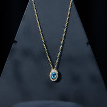 Load image into Gallery viewer, Natural Oval Sky Blue Topaz Diamond Necklace with Silver Chain