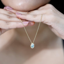 Load image into Gallery viewer, Natural Oval Sky Blue Topaz Diamond Necklace with Silver Chain