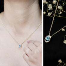Load image into Gallery viewer, Natural Oval Sky Blue Topaz Diamond Necklace with Silver Chain