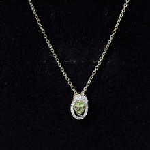Load image into Gallery viewer, Certified Oval Peridot Pendant Necklace with Lab Diamond