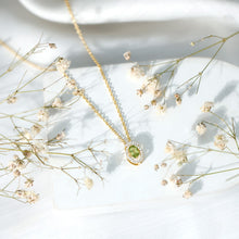 Load image into Gallery viewer, Certified Oval Peridot Pendant Necklace with Lab Diamond