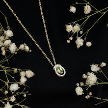 Load image into Gallery viewer, Certified Oval Peridot Pendant Necklace with Lab Diamond