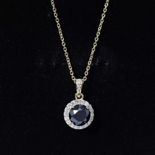 Load image into Gallery viewer, Natural 2.3 Carat Round Shaped Black and White Diamond Halo Necklace with Chain