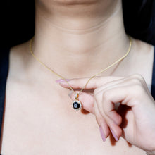 Load image into Gallery viewer, Natural 2.3 Carat Round Shaped Black and White Diamond Halo Necklace with Chain