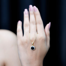 Load image into Gallery viewer, Natural 2.3 Carat Round Shaped Black and White Diamond Halo Necklace with Chain
