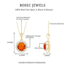 Load image into Gallery viewer, 2.7 Carat Fire Opal Pendant Necklace with Diamond Halo