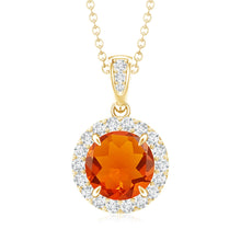 Load image into Gallery viewer, 2.7 Carat Fire Opal Pendant Necklace with Diamond Halo