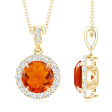 Load image into Gallery viewer, 2.7 Carat Fire Opal Pendant Necklace with Diamond Halo