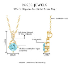 Load image into Gallery viewer, 0.5 CT Cushion Cut Sky Blue Topaz Infinity Necklace with Silver Chain