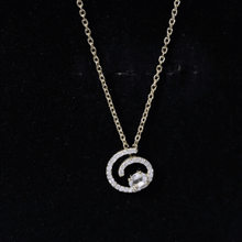Load image into Gallery viewer, Yellow Gold Plated Silver Morganite Swirl Necklace with Lab Diamond