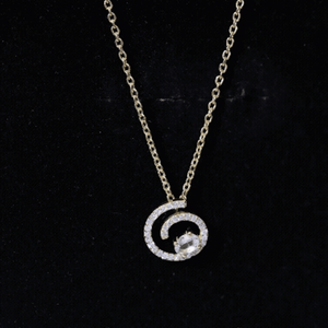 Yellow Gold Plated Silver Morganite Swirl Necklace with Lab Diamond