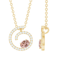 Load image into Gallery viewer, Yellow Gold Plated Silver Morganite Swirl Necklace with Lab Diamond