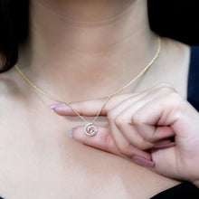 Load image into Gallery viewer, Yellow Gold Plated Silver Morganite Swirl Necklace with Lab Diamond