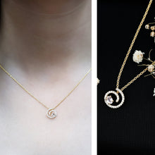 Load image into Gallery viewer, Yellow Gold Plated Silver Morganite Swirl Necklace with Lab Diamond