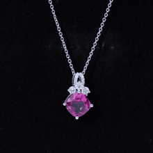 Load image into Gallery viewer, Certified 4.5 Carat Lab Created Pink Sapphire Bridal Necklace with Chain
