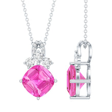 Load image into Gallery viewer, Certified 4.5 Carat Lab Created Pink Sapphire Bridal Necklace with Chain