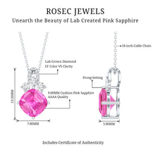 Load image into Gallery viewer, Certified 4.5 Carat Lab Created Pink Sapphire Bridal Necklace with Chain