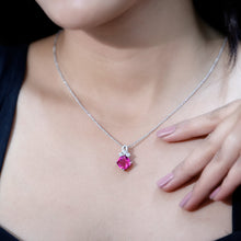 Load image into Gallery viewer, Certified 4.5 Carat Lab Created Pink Sapphire Bridal Necklace with Chain