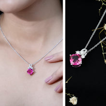 Load image into Gallery viewer, Certified 4.5 Carat Lab Created Pink Sapphire Bridal Necklace with Chain