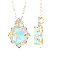Load image into Gallery viewer, Natural 2 Carat Ethiopian Opal Vintage Necklace with Diamond