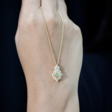 Load image into Gallery viewer, Natural 2 Carat Ethiopian Opal Vintage Necklace with Diamond