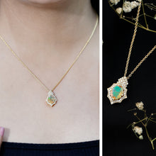 Load image into Gallery viewer, Natural 2 Carat Ethiopian Opal Vintage Necklace with Diamond