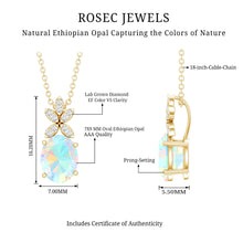 Load image into Gallery viewer, 2 Carat Oval Shaped Ethiopian Opal and Diamond Flower Necklace with Chain
