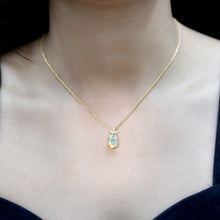 Load image into Gallery viewer, 2 Carat Oval Shaped Ethiopian Opal and Diamond Flower Necklace with Chain