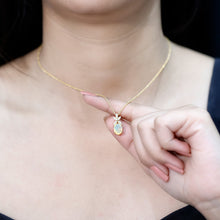 Load image into Gallery viewer, 2 Carat Oval Shaped Ethiopian Opal and Diamond Flower Necklace with Chain