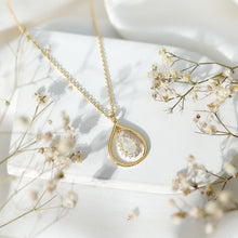 Load image into Gallery viewer, Natural 0.6 Carat Ethiopian Opal Teardrop Pendant Necklace with Lab Diamond Halo