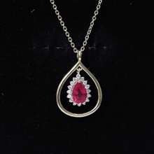 Load image into Gallery viewer, 1.3 Carat Lab Grown Ruby Teardrop Necklace with Lab Diamond